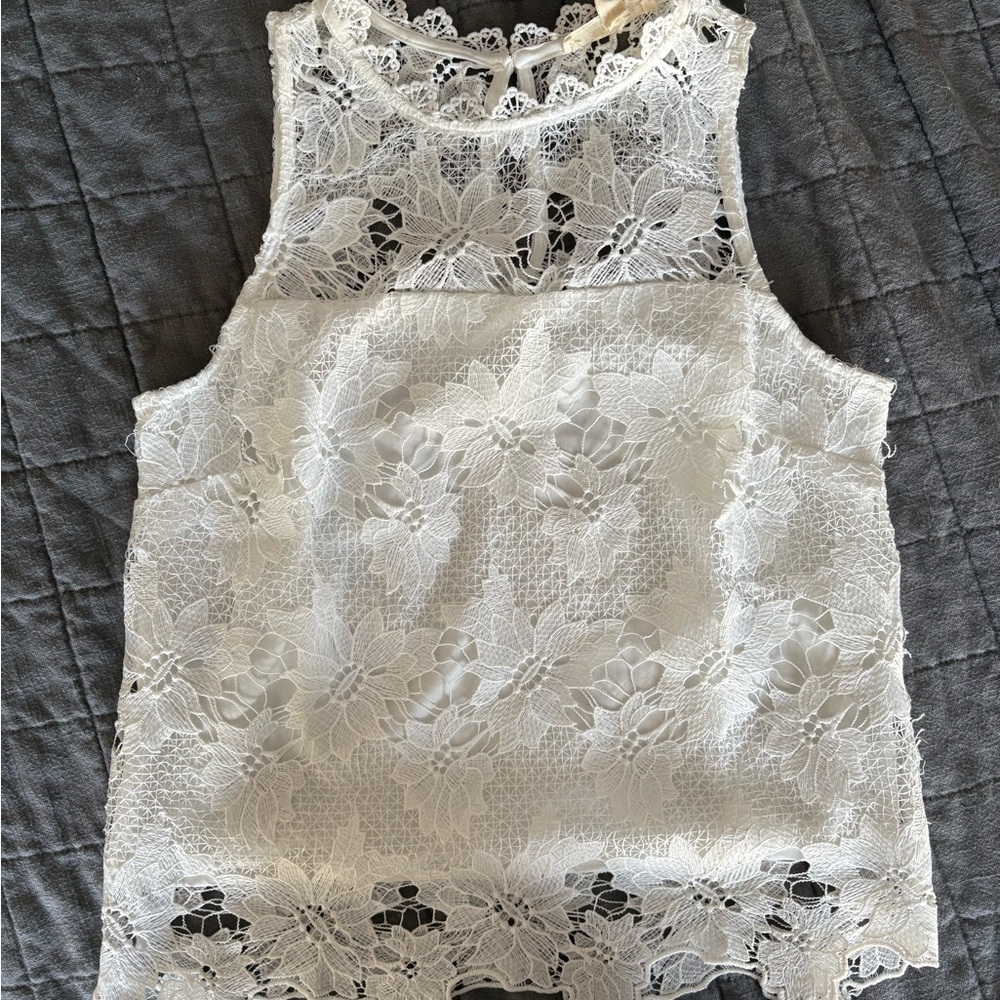 Rebellion White Lace Sleeveless Tank Top